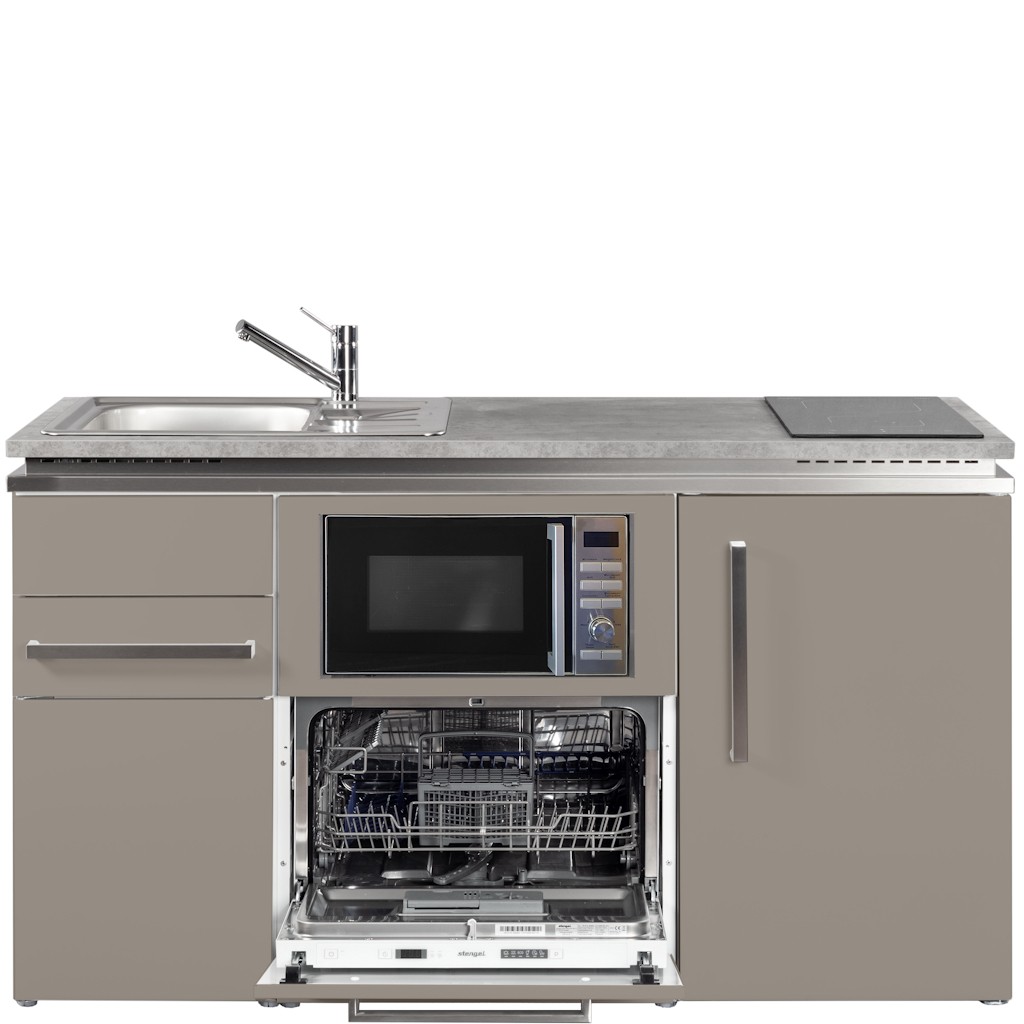 Miniküche Designline 150 cm breit mit Mikrowelle, Geschirrspüler