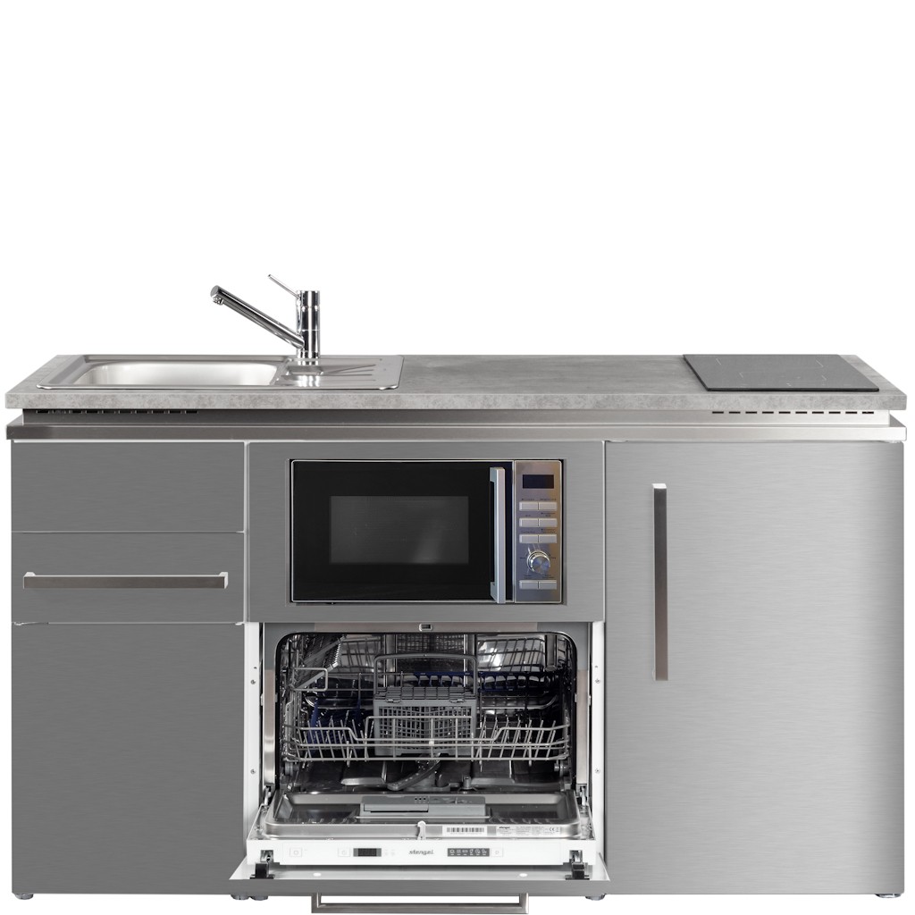 Miniküche Designline 150 cm breit mit Mikrowelle, Geschirrspüler