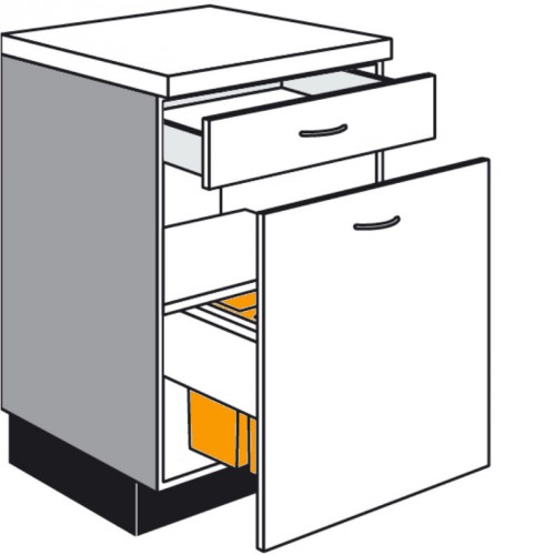 Spülen-Unterschrank mit Abfalleimern zur Mülltrennung