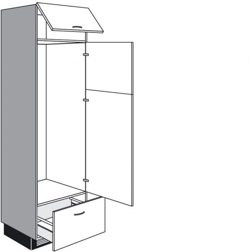 Geräteschrank mit 1-2 Geräte-Drehtüren 1 Klappe und 1 Auszug