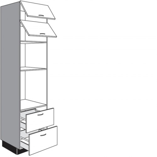 Hochschrank für Einbaugeräte mit 2 Klappen und 2 Auszügen