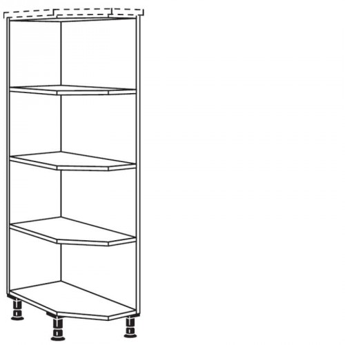 Highboard Abschlussregal, diagonal mit 3 feste Böden