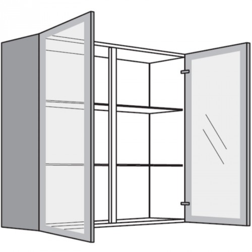 Hängeschrank mit 2 Glasdrehtüren Vollglas