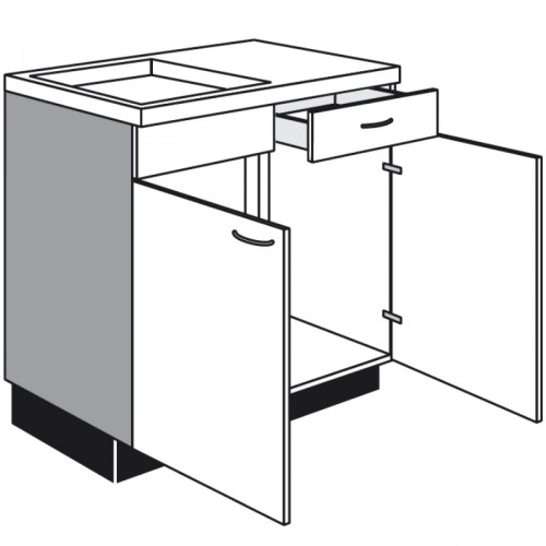 Spülen Unterschrank mit 1 Schubkasten und 2 Drehtüren