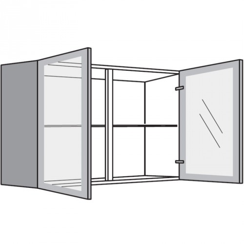 Hängeschrank mit 2 Glasdrehtüren Vollglas