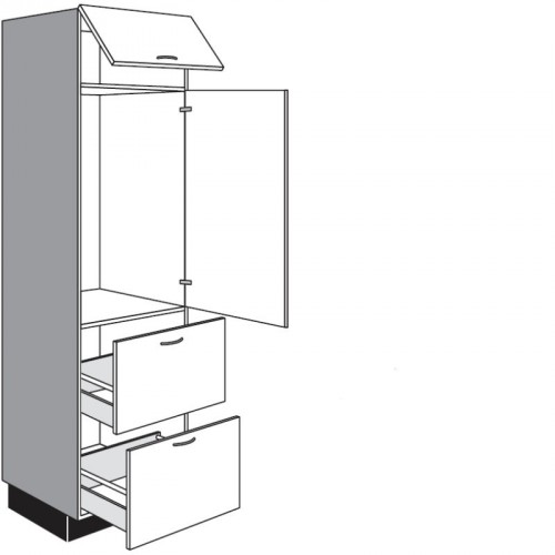 Seitenschrank für Einbaugeräte mit 1 Klappe und 2 Auszüge