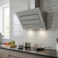Wandhaube Kopffrei Glas perlgrau mit Edelstahl [2/9]