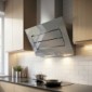 Wandhaube Kopffrei Glas perlgrau mit Edelstahl [6/9]