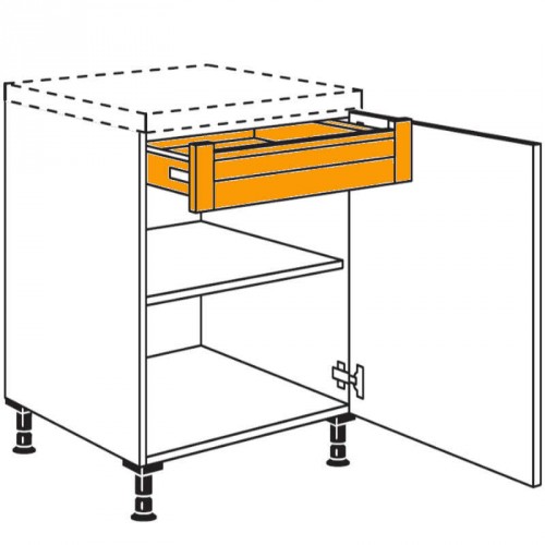 Unterschrank mit 1 durchgehender Tür, 1 Innenschubkasten
