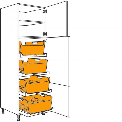 Hochschrank mit Wäschekorb-Tablar