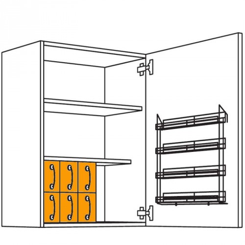 Wandschrank mit 6 Schütten aus Kunststoff