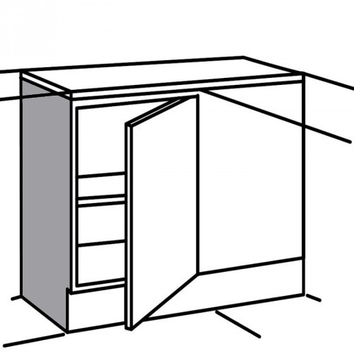 Eckunterschrank mit 2 Fächern Türanschlag wechselbar