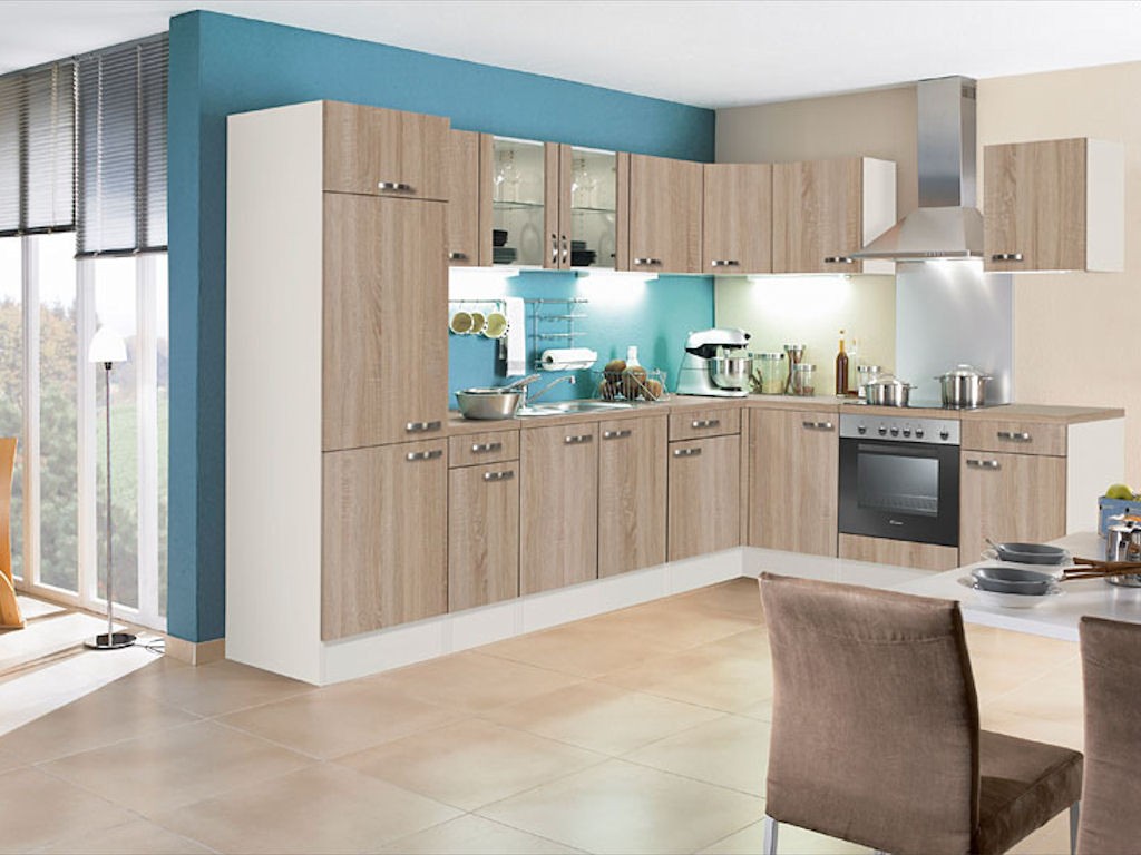 Hochschrank mit 4 Fächern für Vorräte und Geschirr