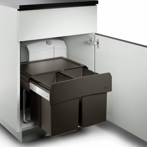 Abfall-Eimer für Auszugtechnik für Drehtüren 2x15 Liter