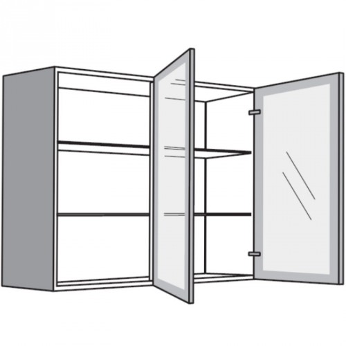 Hängeschrank mit 2 Glasdrehtüren Vollglas