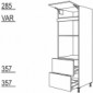 Hochschrank für Geräte-Umbauten, Backofen und Mikrowelle 590, 380 mm Nische [2/9]