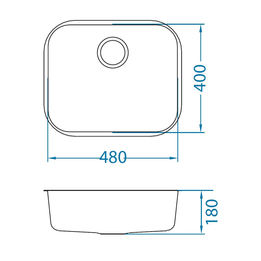 Unterbauspüle Monarch Variant 10 Edelstahl Kupfer