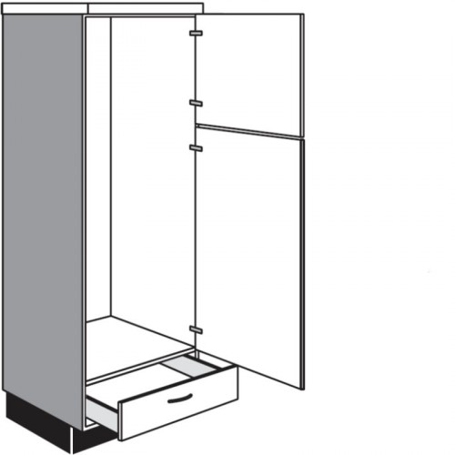 Highboardschrank für Einbaugeräte mit 2 Geräte-Drehtüren und 1 Schubkasten