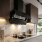 Schr&auml;ghaube Glas schwarz mit Edelstahl 2x1 Watt LED 3000 K [5/10]