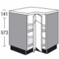 Eck-Unterschrank mit Holzdrehböden geteilte einschwenkbare Türen (verstiftet) mit Anschlagdämpfung [2/16]
