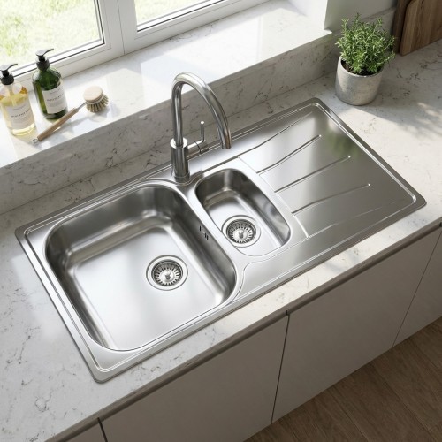 Einbausp&uuml;le mit Restebecken und Abtropffl&auml;che Diplomat 1.5 ECO