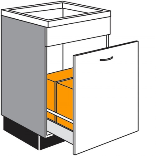 Spülen-Unterschrank mit 1 Auszug und Abfalleimern zur Mülltrennung