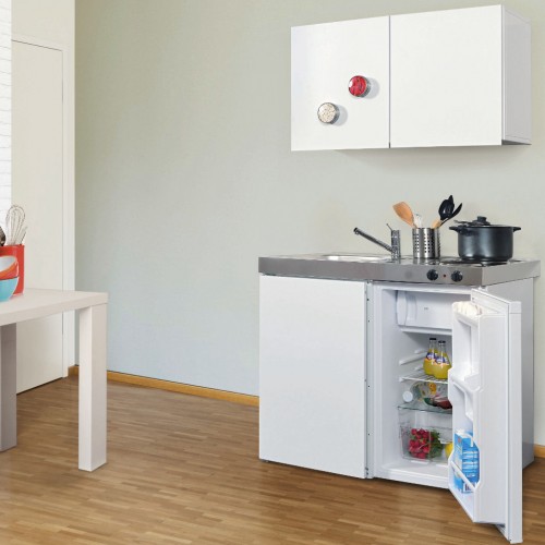 Singleküche 100 cm mit Hängeschrank und Kühlschrank
