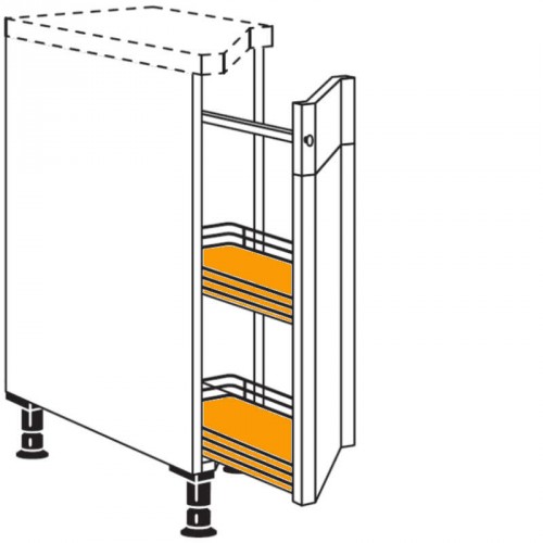 Auszugschrank diagonal mit Front verstiftet