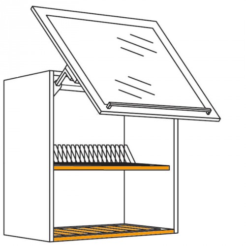 Wandschrank mit Schwingklappe und Abtropfgitter