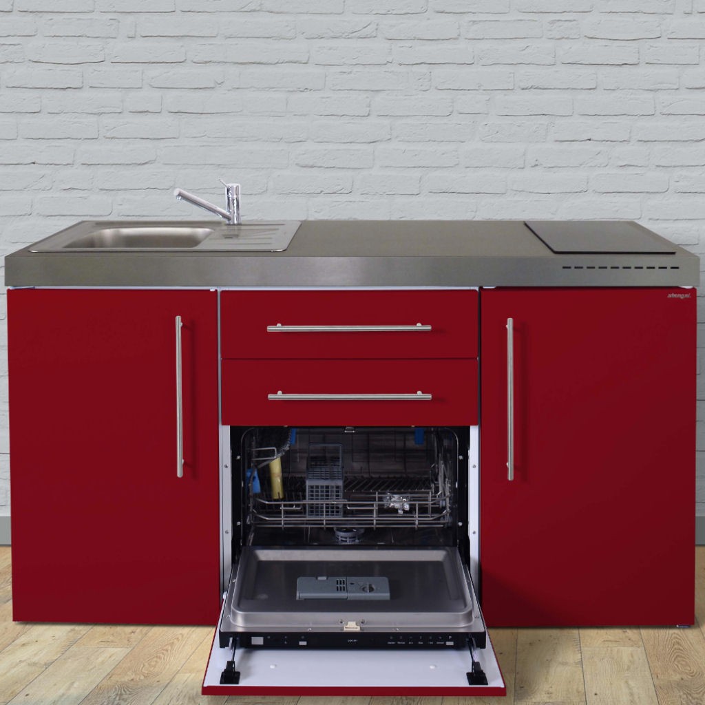 Miniküche mit Geschirrspüler und Kühlschrank A++ 160 cm breit