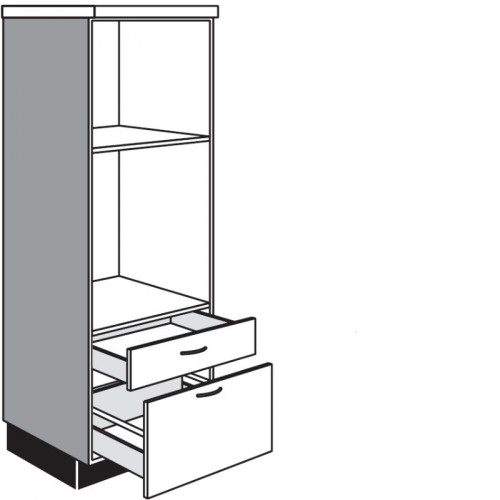 Highboardschrank für Einbaugeräte mit 1 Schubkasten und 1 Auszug