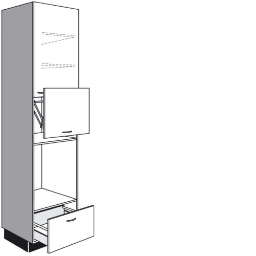 Hochschrank für Einbaugeräte mit 1 Lifttür, 1 Drehtür und 1 Auszug