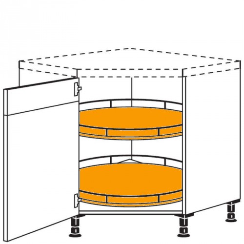 Diagonal-Karussellschrank mit 1 verstiftete Tür