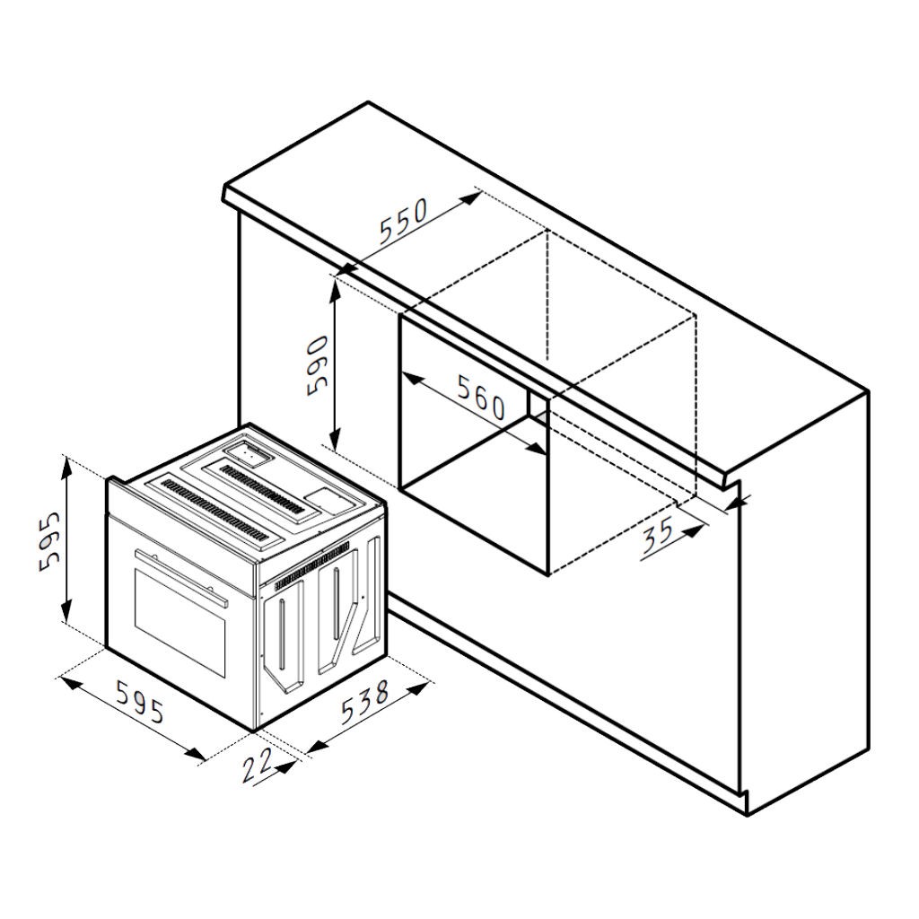 Einbau-Backofen in Edelstahl mit 8 Funktionen
