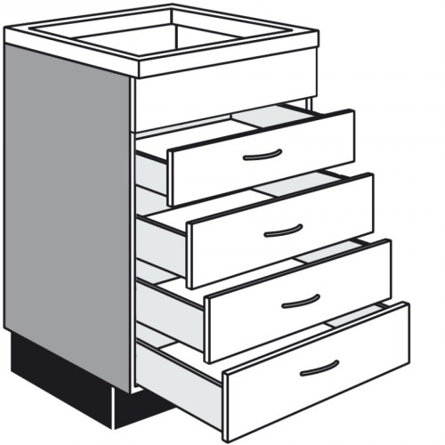 Unterschrank für Kochmulde mit 4 Schubkästen