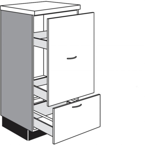 Highboard-Apothekerschrank für Vorräte 1 Auszug mit 2 Schubkästen und 1 Auszug