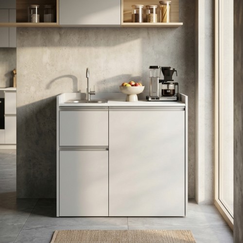 modulLINE ML 100 KA Miniküche aus Holz mit Kühlschrank modulLINE ML 100 KA Miniküche aus Holz mit Kühlschrank