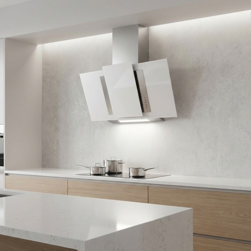 Schr&auml;ghaube in Edelstahl Glas weiss