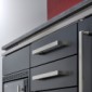 Büroküche Designline Edelstahl 160 cm breit mit Mikrowelle, Hängeschränke, Geschirrspüler [8/17]
