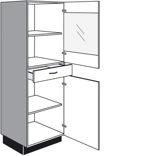 Highboard mit 1 Glasdrehtür 1 Schubkasten und 1 Drehtür