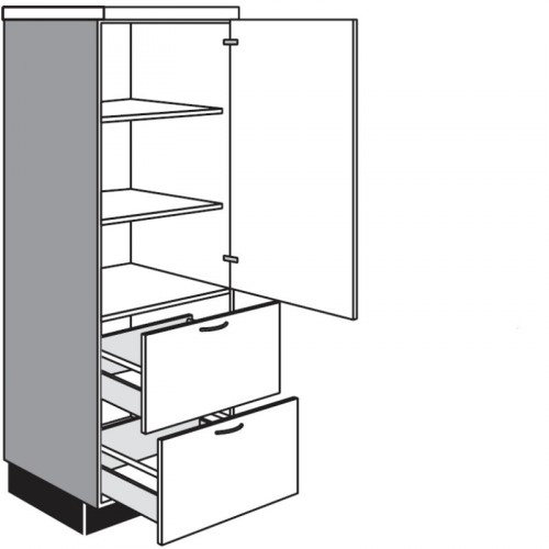 Highboardschrank mit 1 Drehtür und 2 Auszüge