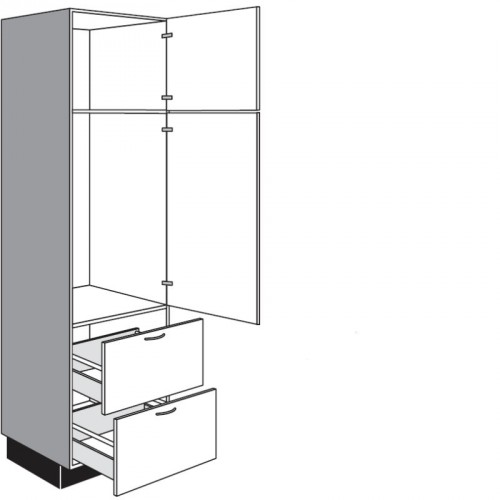 Seitenschrank für Einbaugeräte mit 1 Drehtür und 2 Auszüge