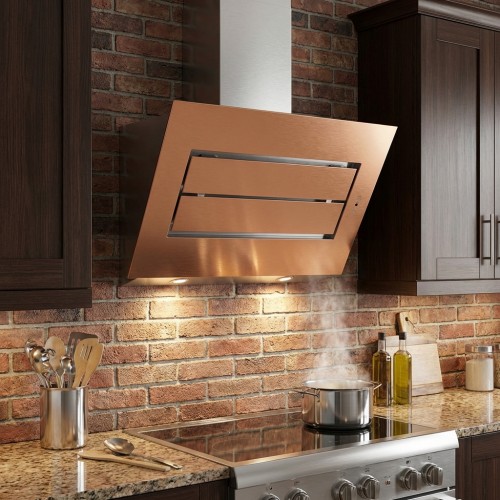 Wandhaube Kopffrei Glas kupfer mit Edelstahl Wandhaube Kopffrei Glas kupfer mit Edelstahl