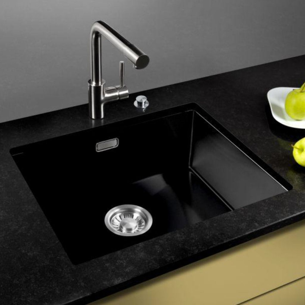Spülbecken schwarz emailliert Spezialstahl 1.0399