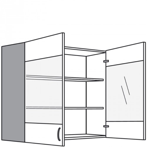 Hängeschrank mit 2 Glasdrehtüren