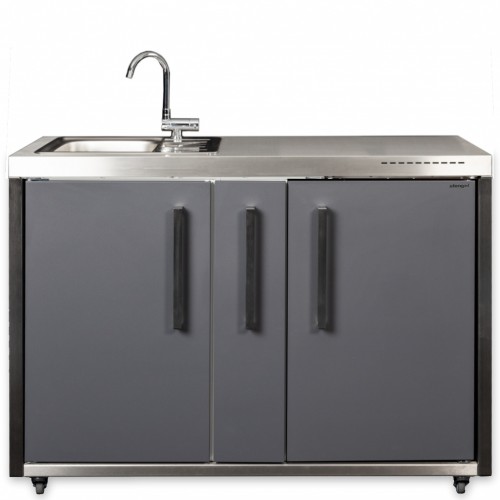 Outdoorküche 120 cm breit mit Apothekerschrank auf Rollen