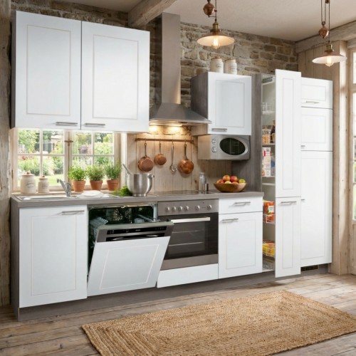 K&uuml;chenblock im Landhausstil mit Elektroger&auml;ten 310 cm