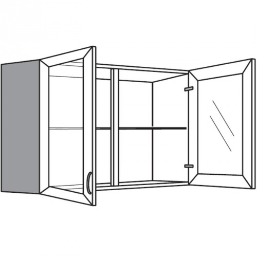 Hängeschrank mit 2 Rahmen-Glasdrehtüren