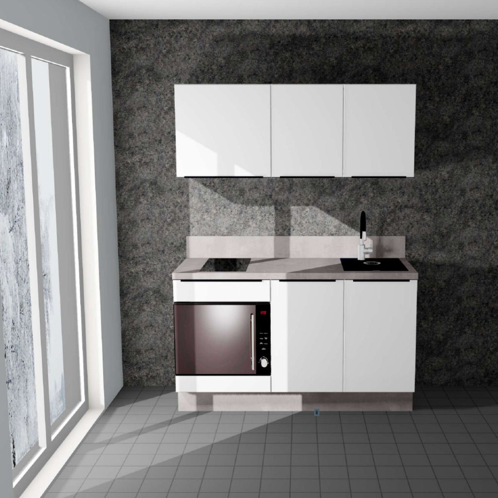 150 cm Impuls Miniküche mit Geschirrspüler, Backofen und Kochfeld