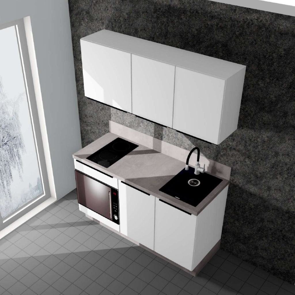 150 cm Impuls Miniküche mit Geschirrspüler, Backofen und Kochfeld